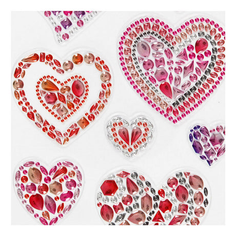 Creativ company diamond stickers - harten design - zelfklevende strass stickers - glanzende sierstickers - glitter decoratieve stickers - diy knutselen hobby - 1 vel