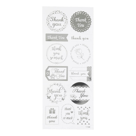 Creativ company stickers zilver thank you, 1 vel