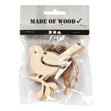 Creativ company houten hanger vogel, set van 5