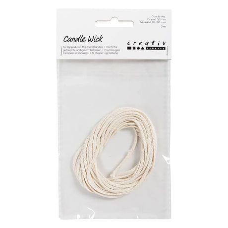 Creativ company lont voor gedoopte (dia. 22-30 mm) en gegoten kaarsen (dia. 60-80 mm), 3m