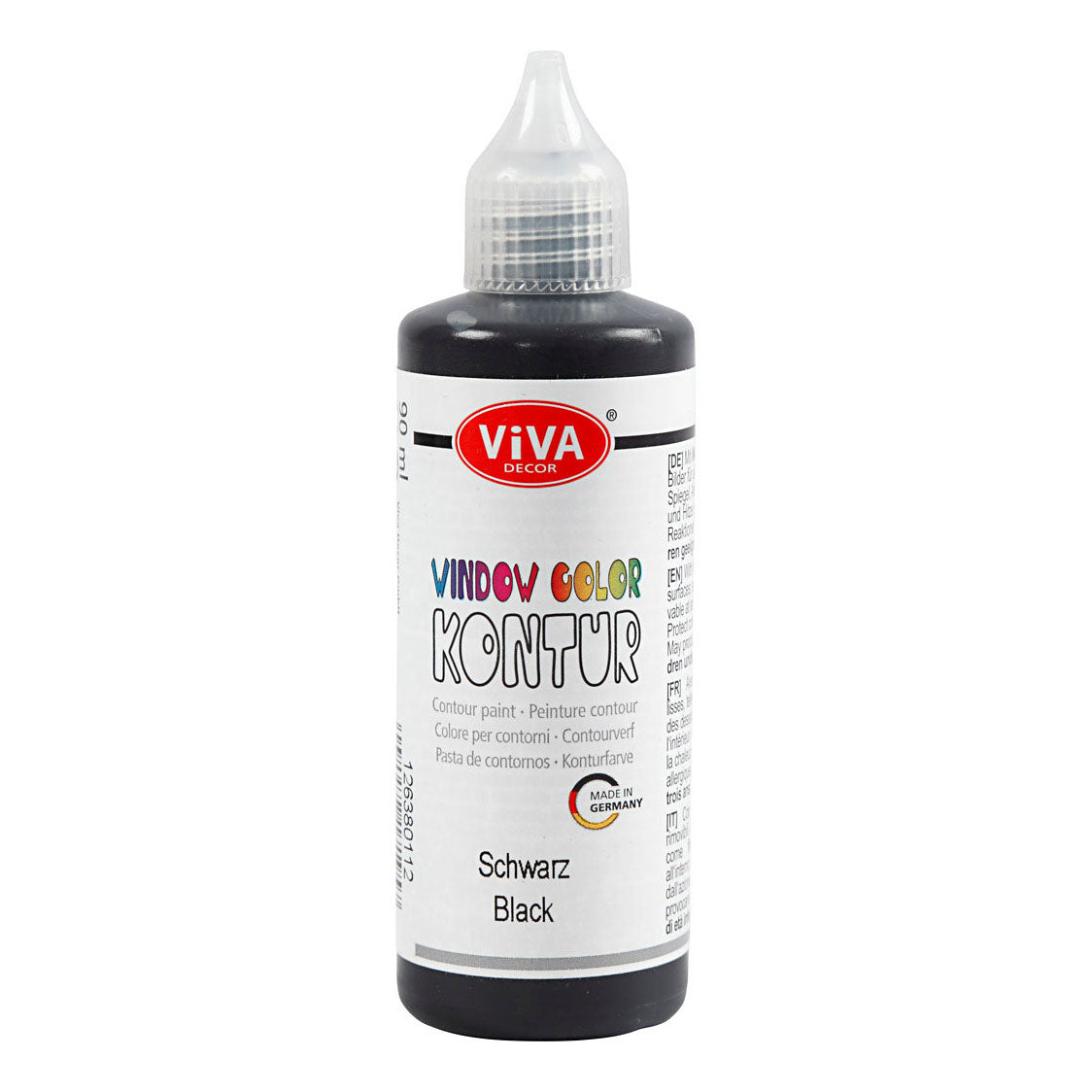 Creativ Company Window Color Contour Sticker en Glasverf Zwart, 90ml