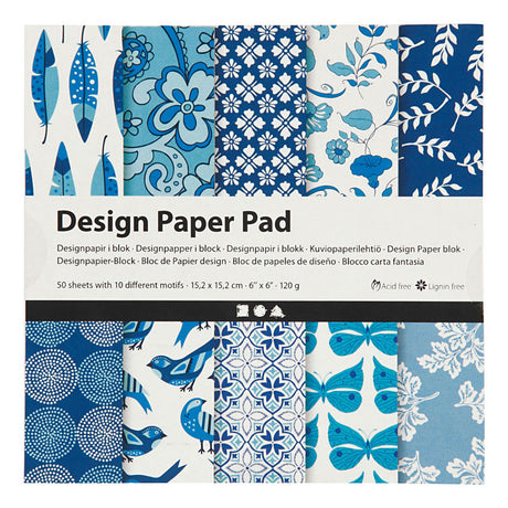 Creativ Company Design Papierblok Blauw, 50 Vellen