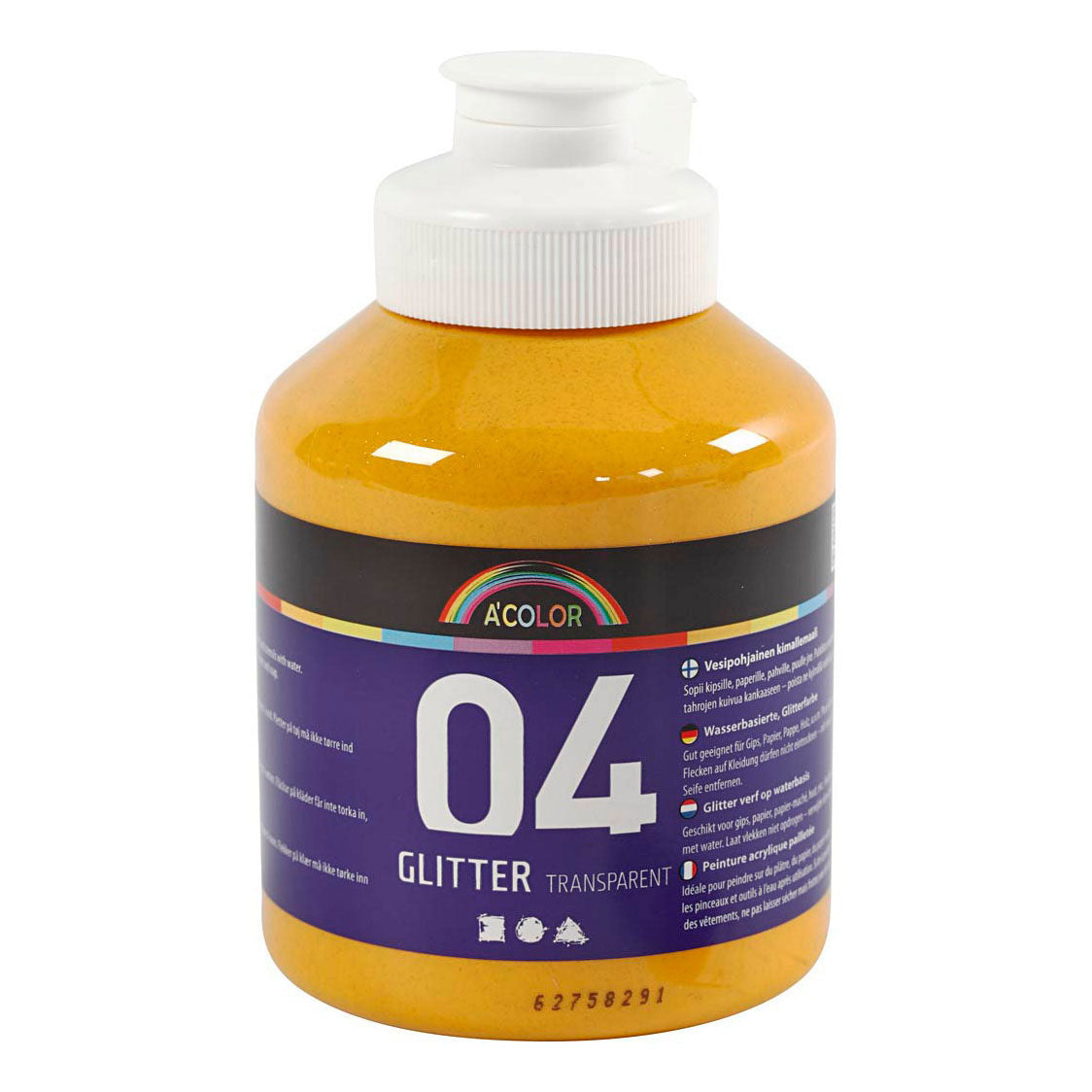 Creativ company acrylverf glitter voor kinderen - warm geel, 500ml