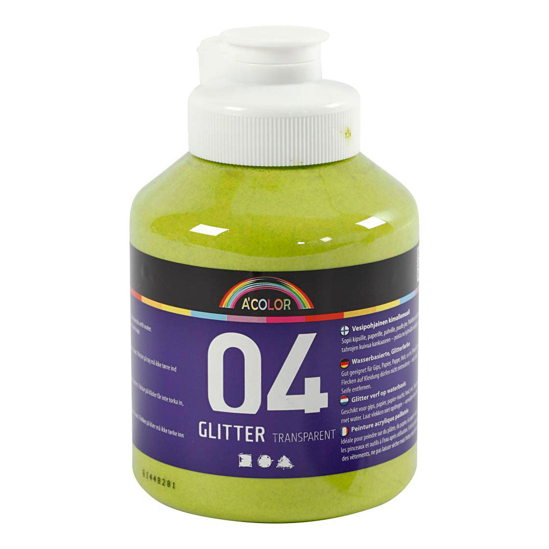 Creativ company acrylverf glitter voor kinderen - lime groen, 500ml