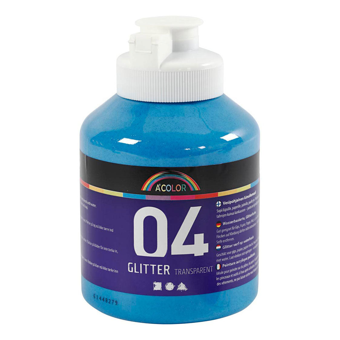 Creativ company acrylverf glitter voor kinderen - blauw, 500ml