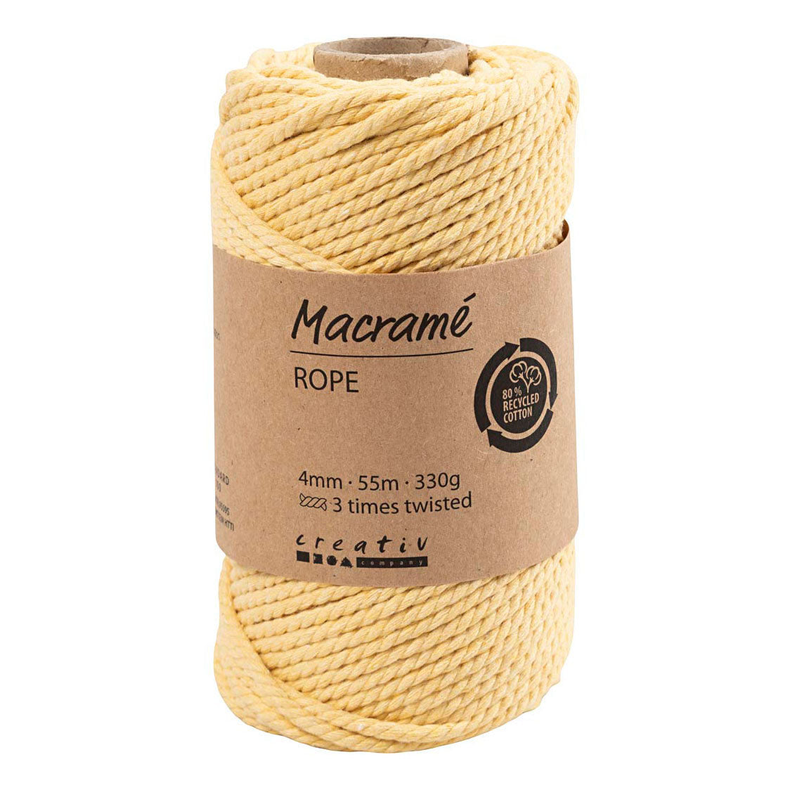 Creativ company macrame koord lichtgeel, 55m