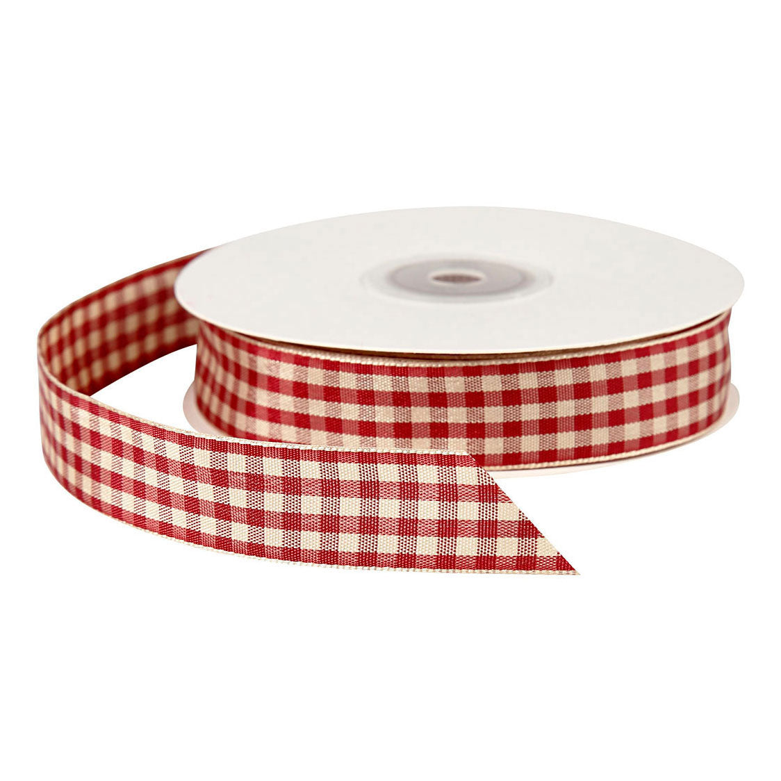 Creativ company geruit lint antiek rood wit, 25m