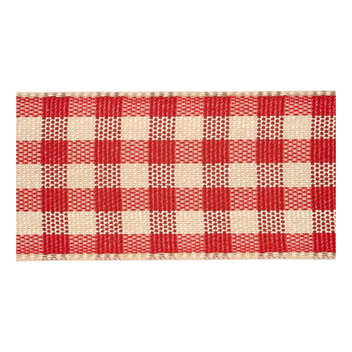 Creativ company geruit lint antiek rood wit, 25m