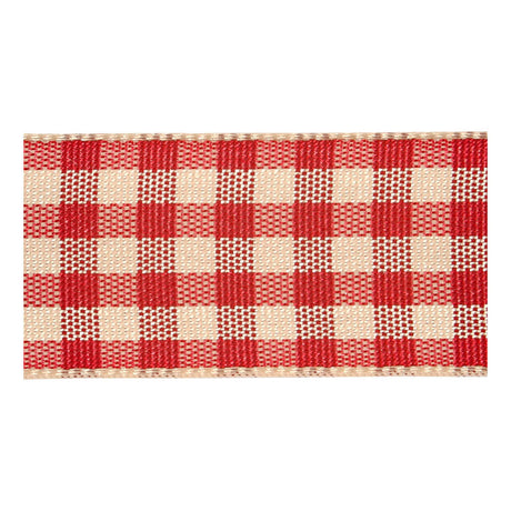 Creativ company geruit lint antiek rood wit, 25m