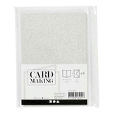 Creativ company kaarten en enveloppen 10,5x15cm glitter zilver - 4st.