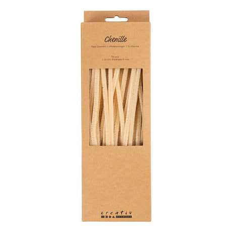Creativ company chenilledraad knutselmateriaal beige 6mm x 30cm 50 stuks.