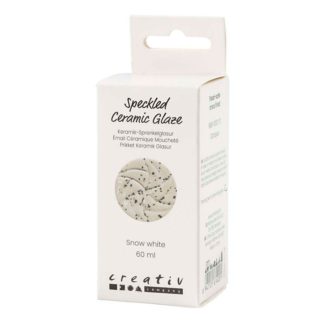Creativ company gespikkeld keramiek glazuur 999-1060 c dekkend sneeuwwit - 60ml