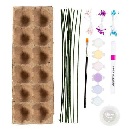 Creativ company hobbyset bloemen van eierdozen pastelkleuren