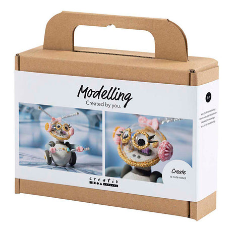 Creativ company https: www.cchobby.nl mini-hobbyset-boetseren-robot-grijs-roze-1-doos