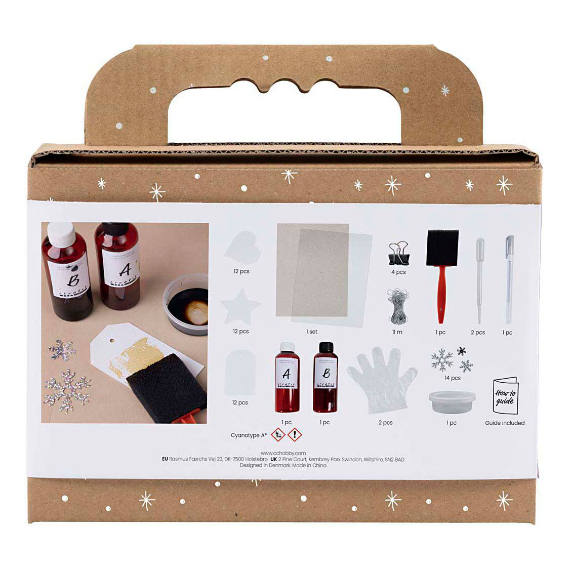 Creativ company mini hobbyset cyanotypie geschenklabels blauw en zilver