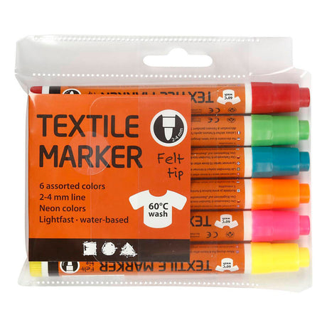 Creativ company https: www.cchobby.nl textielstiften-lijndikte-2-4-mm-neon-kleuren-6-stuk-1-doos