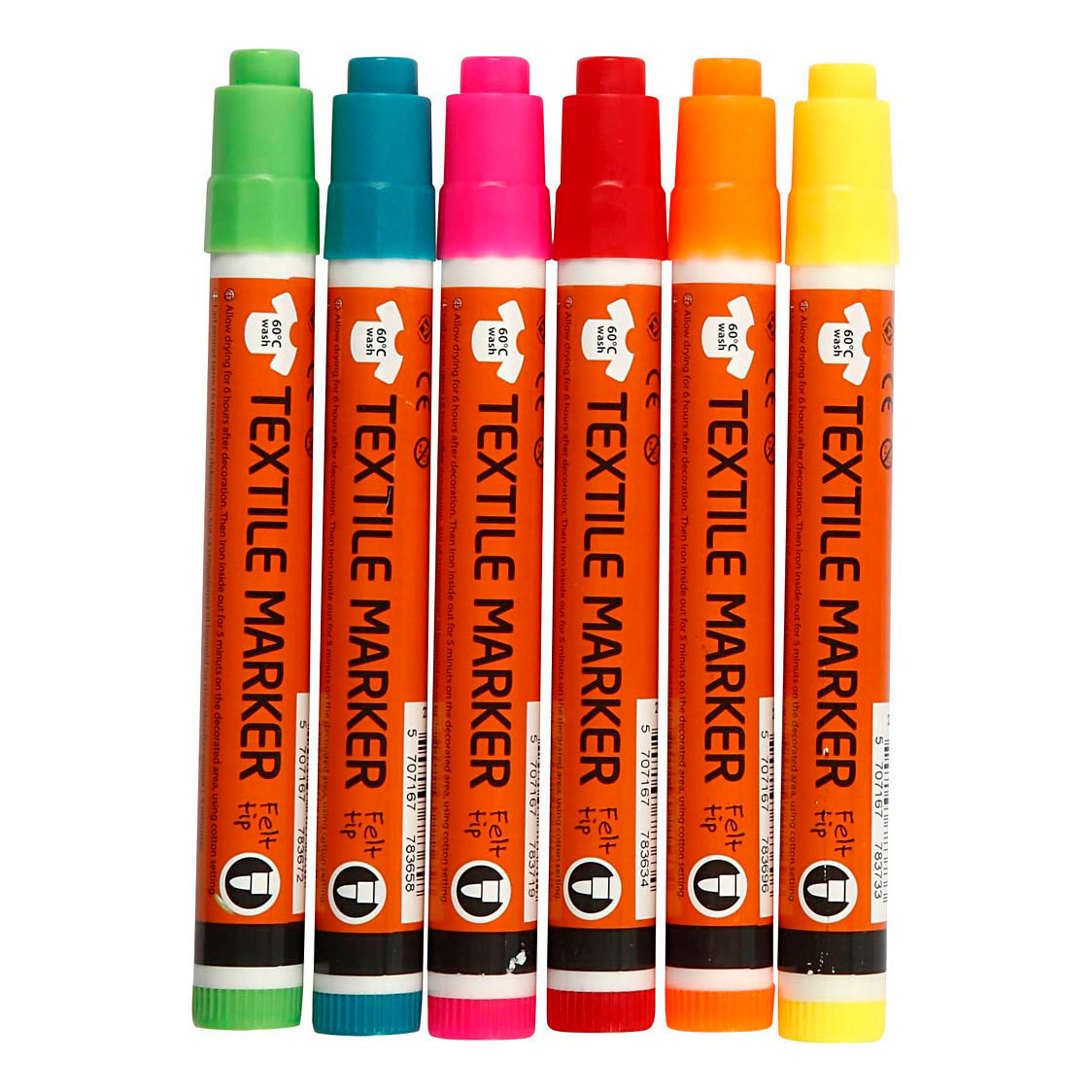 Creativ company https: www.cchobby.nl textielstiften-lijndikte-2-4-mm-neon-kleuren-6-stuk-1-doos