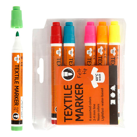 Creativ company https: www.cchobby.nl textielstiften-lijndikte-2-4-mm-neon-kleuren-6-stuk-1-doos