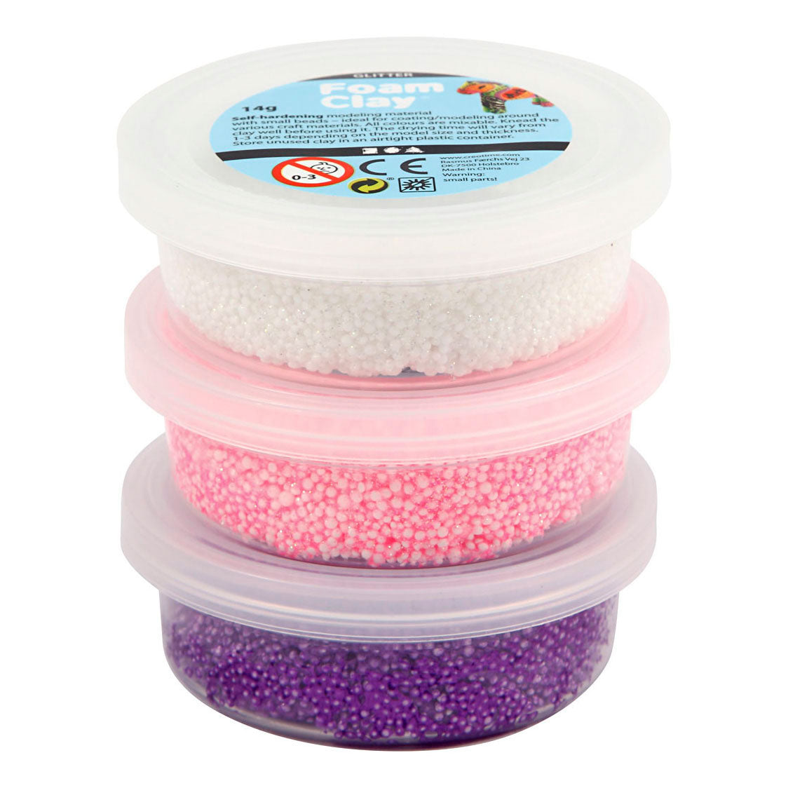 Creativ company https: www.cchobby.nl foam-clayr-glitter-metallic-roze-paars-wit-3x14-gr-1-doos