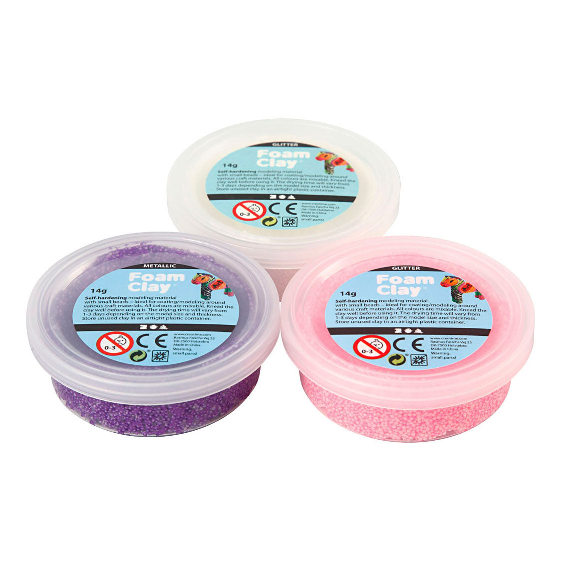 Creativ company https: www.cchobby.nl foam-clayr-glitter-metallic-roze-paars-wit-3x14-gr-1-doos