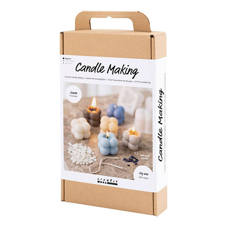 Creativ company http: www.cchobby.nl hobbyset-kaarsen-maken-bubble-sojakaars-beige-lichtblauw-creme-1-doos