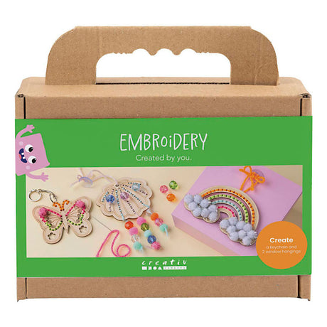 Creativ company mini hobbyset borduurwerk - vlinder, schelp en regenboog