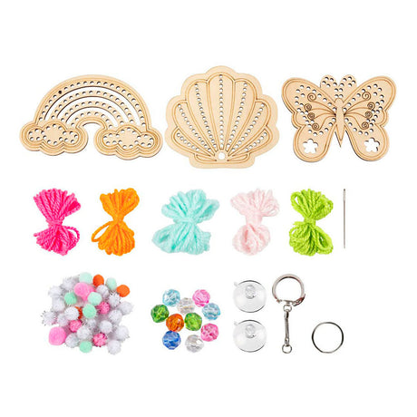 Creativ company mini hobbyset borduurwerk - vlinder, schelp en regenboog