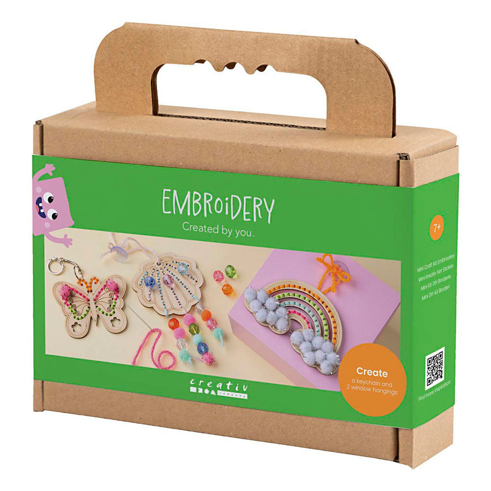 Creativ company mini hobbyset borduurwerk - vlinder, schelp en regenboog