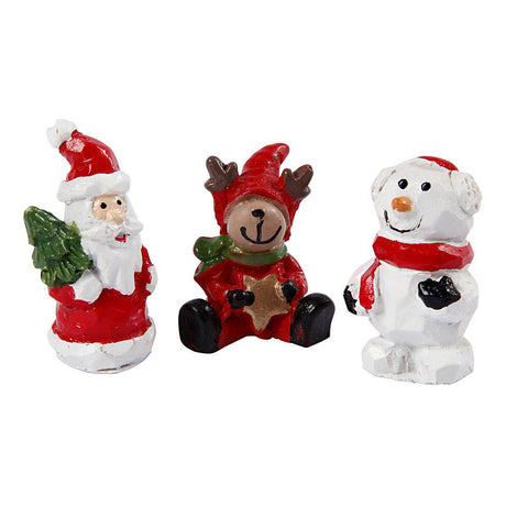 Creativ company miniatuur figuren kerstman, rendier en sneeuwpop - 3,5cm