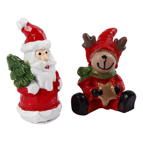 Creativ company miniatuur figuren kerstman, rendier en sneeuwpop - 3,5cm