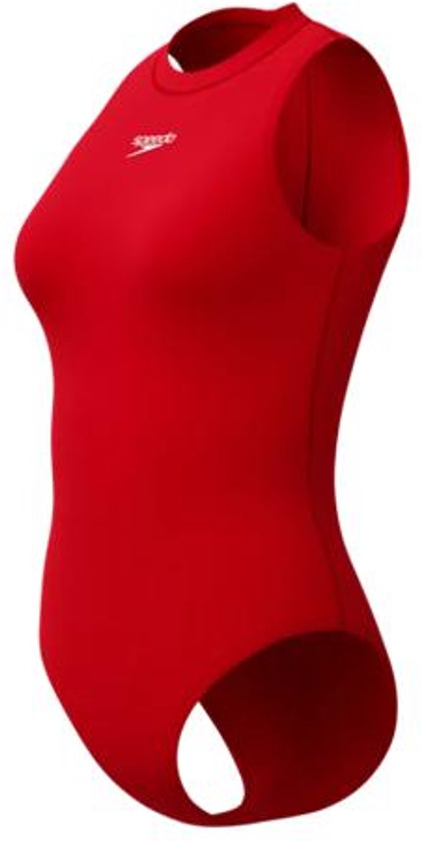 Speedo endurance+ hydrasuit dames sportbadpak - badpak dames met hoge bedekking - zwempak dames met borstvoering - sportbadpak dames met ritssluiting - rood - 42