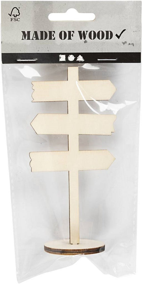 Creativ company houten bord pijlen op voet, 12cm