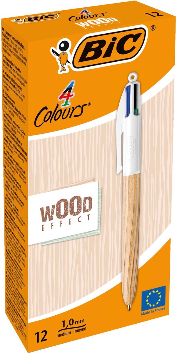 Bic pen wood effect 0,32 mm multicolour (12 stuks)