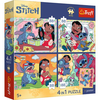 Trefl puzzel 4 in 1 ruimte stitch 4x88 | 2 stuks