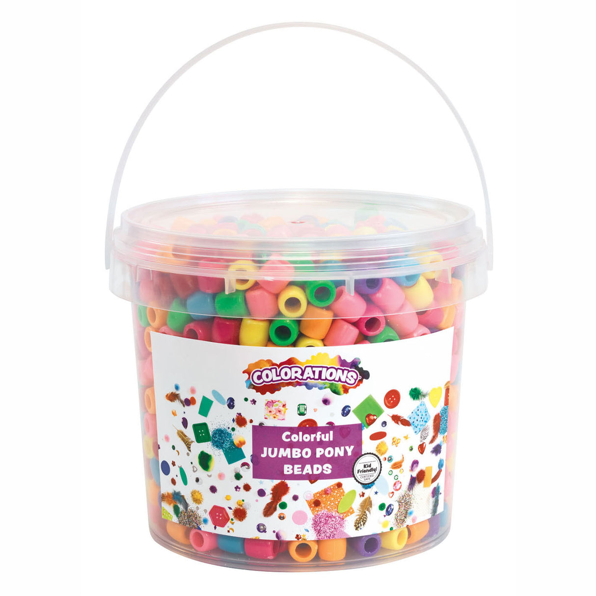 Colorations - gekleurde grote rijgkralen in emmer, 680 gram