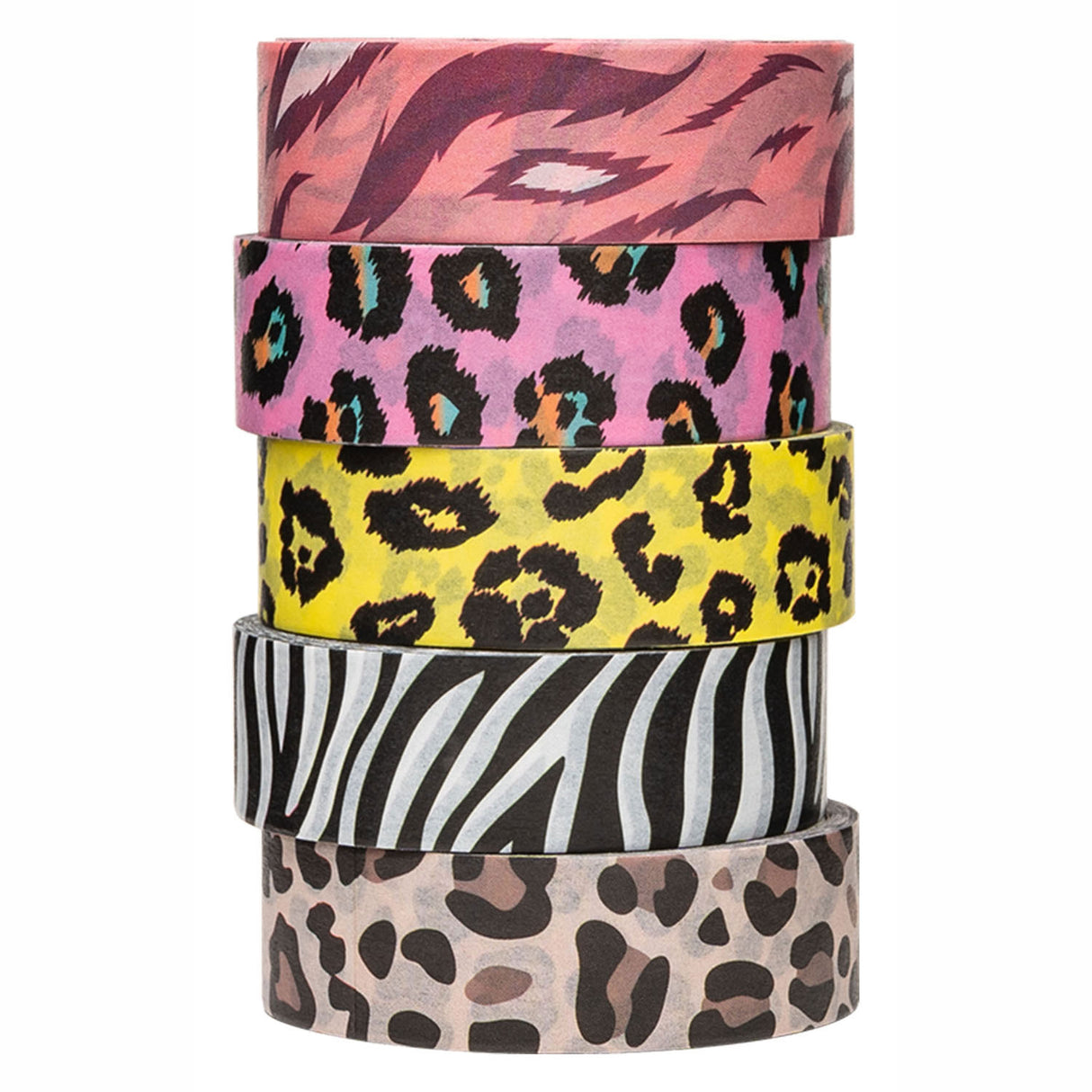 Colorations washi tape dieren patronen 5 rollen decoratie 5 meter.