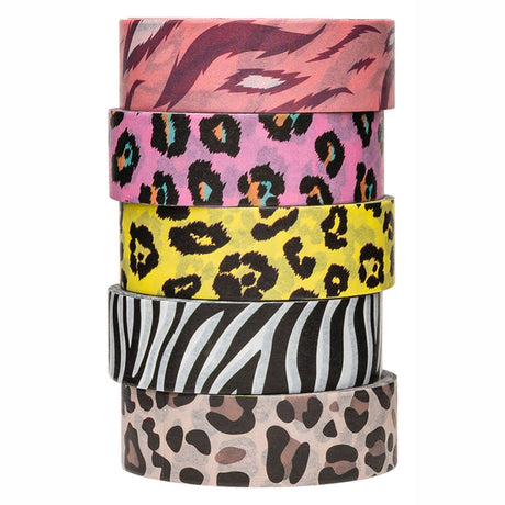 Colorations washi tape dieren patronen 5 rollen decoratie 5 meter.