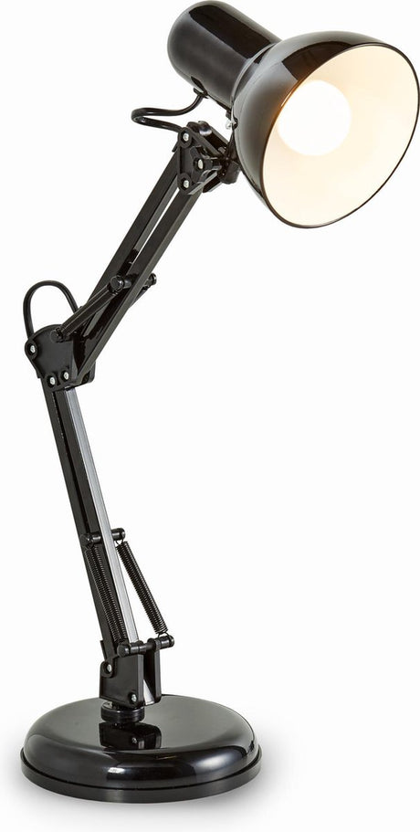 B.k.licht - zwarte tafellamp - industriële bureaulamp - kantelbaar retro metalen design - bureaulamp e14 fitting - excl. lichtbron