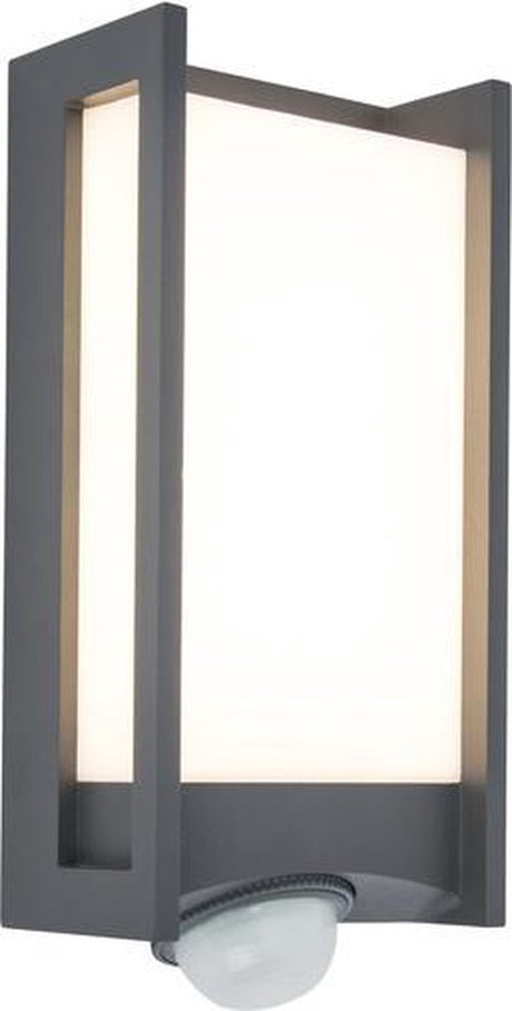 Lutec qubo - led wandlamp voor buiten - pir bewegingssensor - premium aluminium - 800lm - 3000k warm licht - ip54 extra weerbestendig - donkergrijs - 110 x 270 x 76 mm