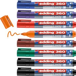 Whiteboard-marker edding 360 ronde punt 1,5 - 3 mm kleurenassortiment 8 stuks