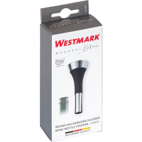 Westmark wijnflessenstop, monopol edition, roestvrij staal siliconen, vino, zilver zwart, 61963360