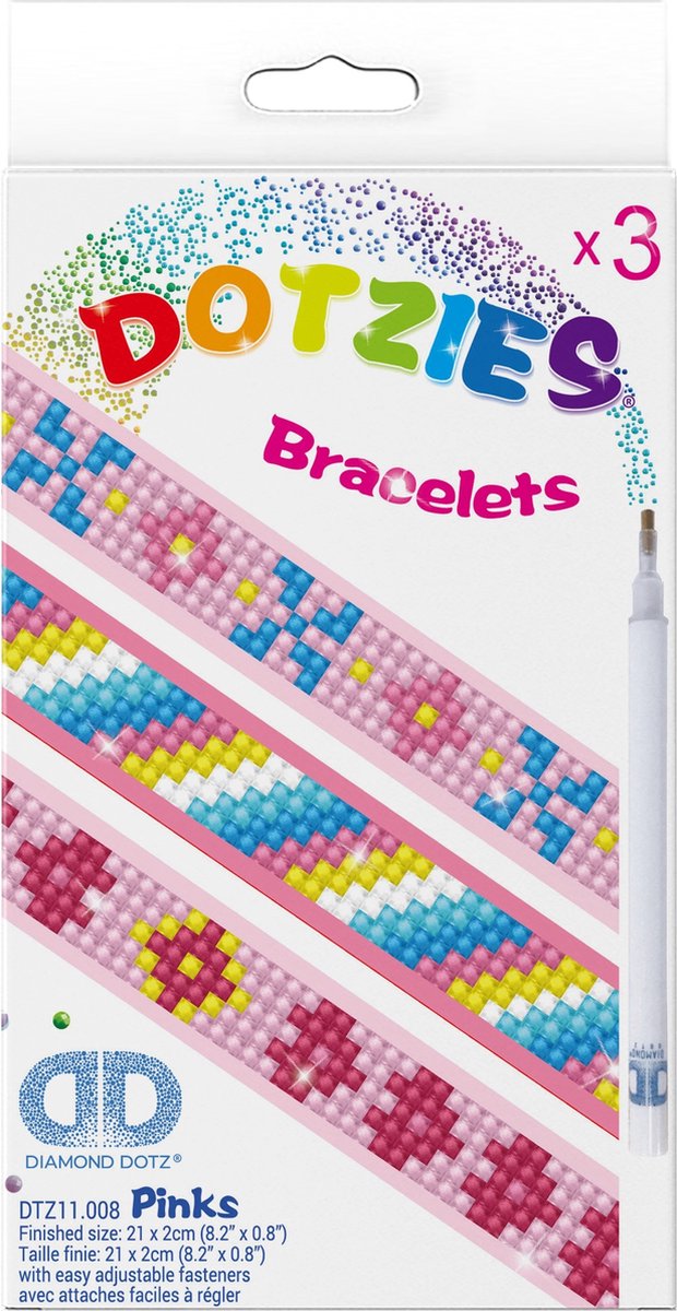 Diamond dotz® diamond dotz dotzies pinks armbandjes - diamond painting - 804 dotz - 21x2 cm