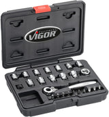 Vigor steckschlüsselsatz v5202 socket wrench sets 1 4 super flat