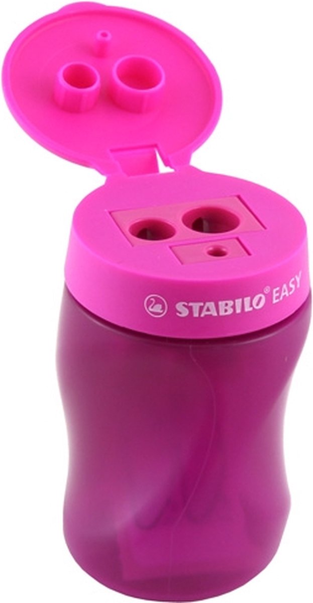 Stabilo easysharpener - ergonomische 3 in 1 puntenslijper - rechtshandig - roze - geschikt voor alle potloden