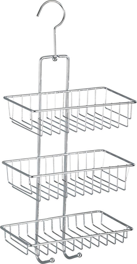 Wenko doucherek nivala 3-laags chroom 22x50cm - zonder boren - doucherekje hangend - douchemand - douchecaddy ophangbaar