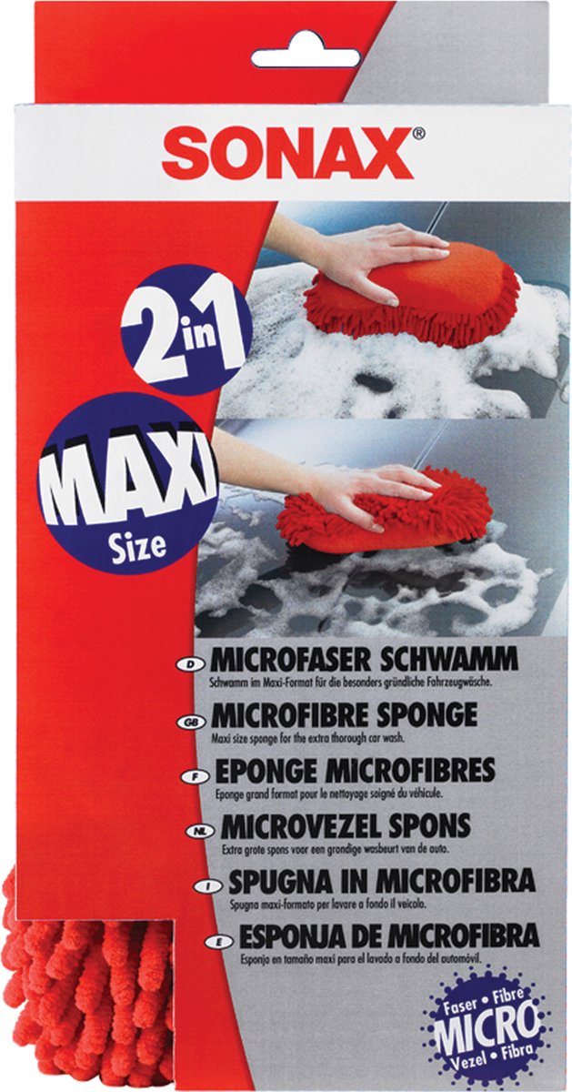 Sonax microvezelspons - extra groot - 2 microvezelkanten - 428100