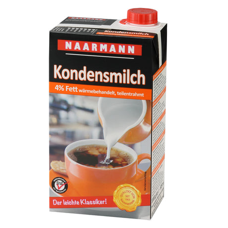Naarmann halfvolle koffiemelk 4% pak met schroefdop (12x 1 liter)
