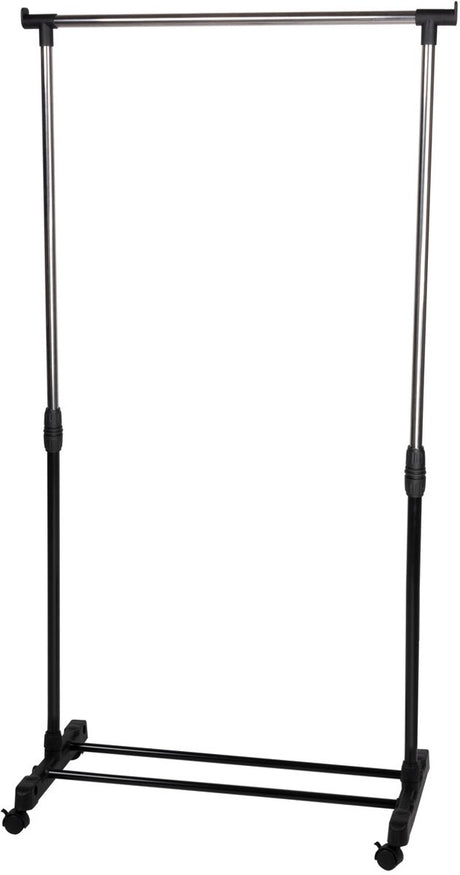 Alpina kledingrek met wieltjes - kleding rek hoogte verstelbaar 93 - 158cm - mobiele kledingstang - zwart