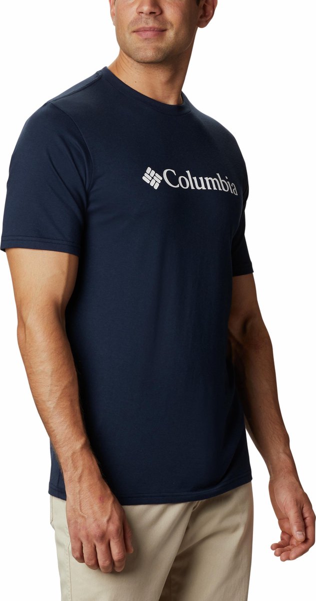 Columbia csc basic logo short sleeve - collegiate navy - heren - maat l