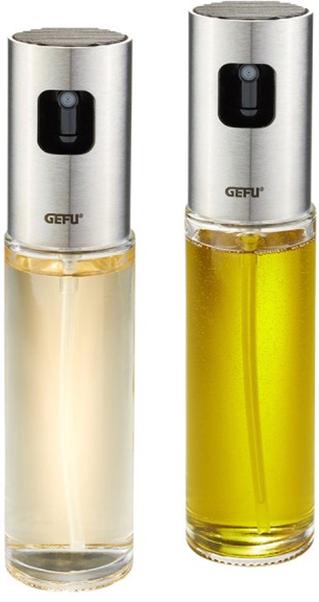 Gefu neva olie- en azijnsprayers – set van 2 – 2x 100 ml – glas rvs – lekvrij – vaatwasserbestendig